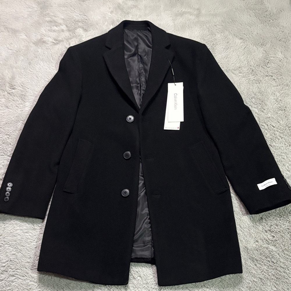 Calvin Klein Men's Classic Black Pea Coat